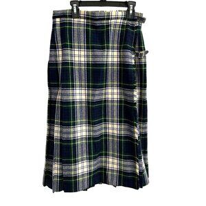 Vintage Talbots Tartan Wool Kilt Wrap Skirt Buckle Fastenings Pleated